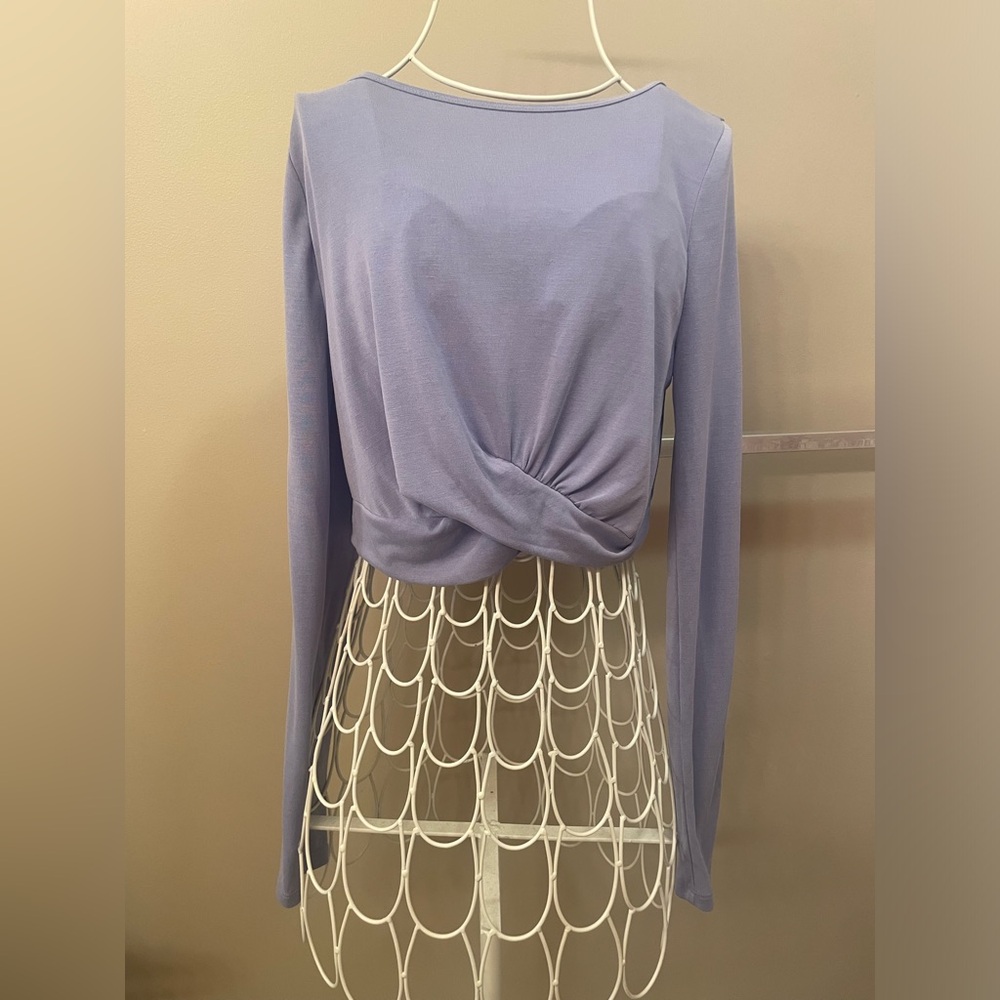 Forever 21 Cropped Purple Front Twist Long-Sleeve Top